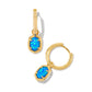 DAPHNE FRAMED HUGGIE EARRINGS IN GOLD BRIGHT BLUE KYOCERA OPAL