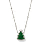 HOLIDAY TREE SHORT PENDANT NECKLACE SILVER GREEN QUARTZITE - She Chester