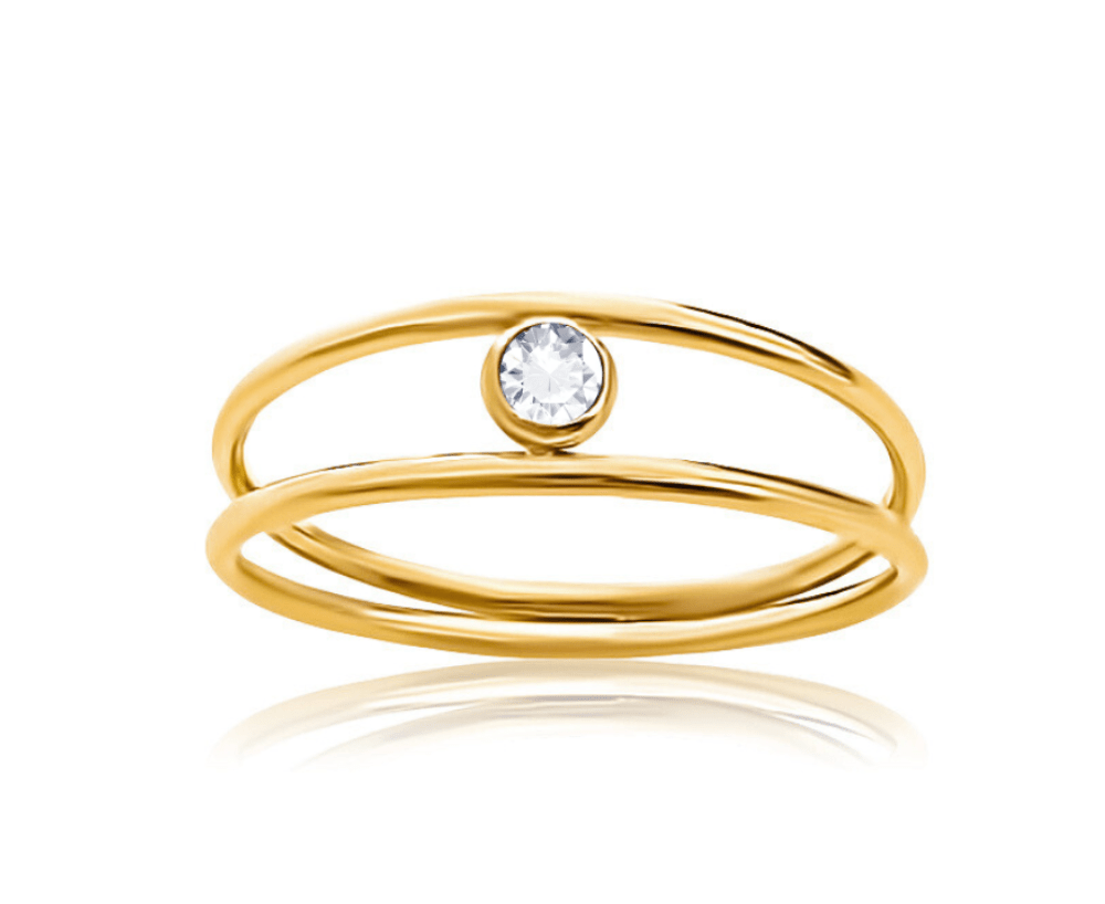Hollis Double Layer Gold Solitaire Ring Size 6 - She Chester