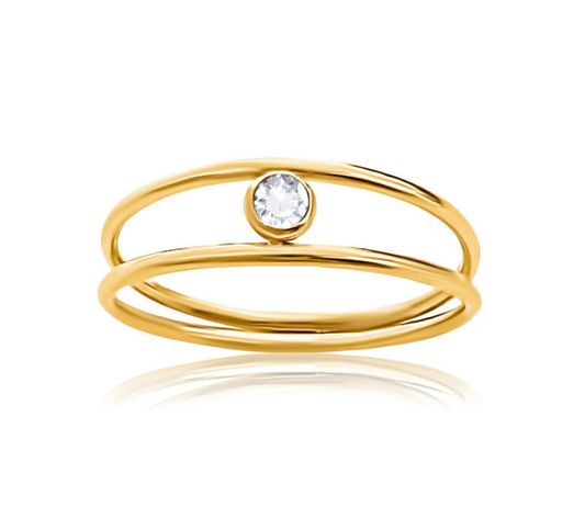 Hollis Double Layer Gold Solitaire Ring Size 8 - She Chester