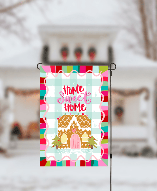 Home Sweet Home Gingerbread Garden Flag - She Chester