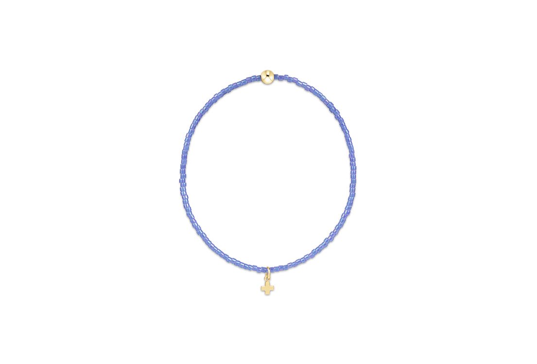 Hope Classic Bright Blue Bracelet - Signature Cross Small Gold Charm - She Chester