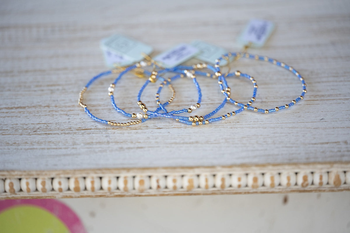Hope Classic Bright Blue Bracelet - Signature Cross Small Gold Charm - She Chester