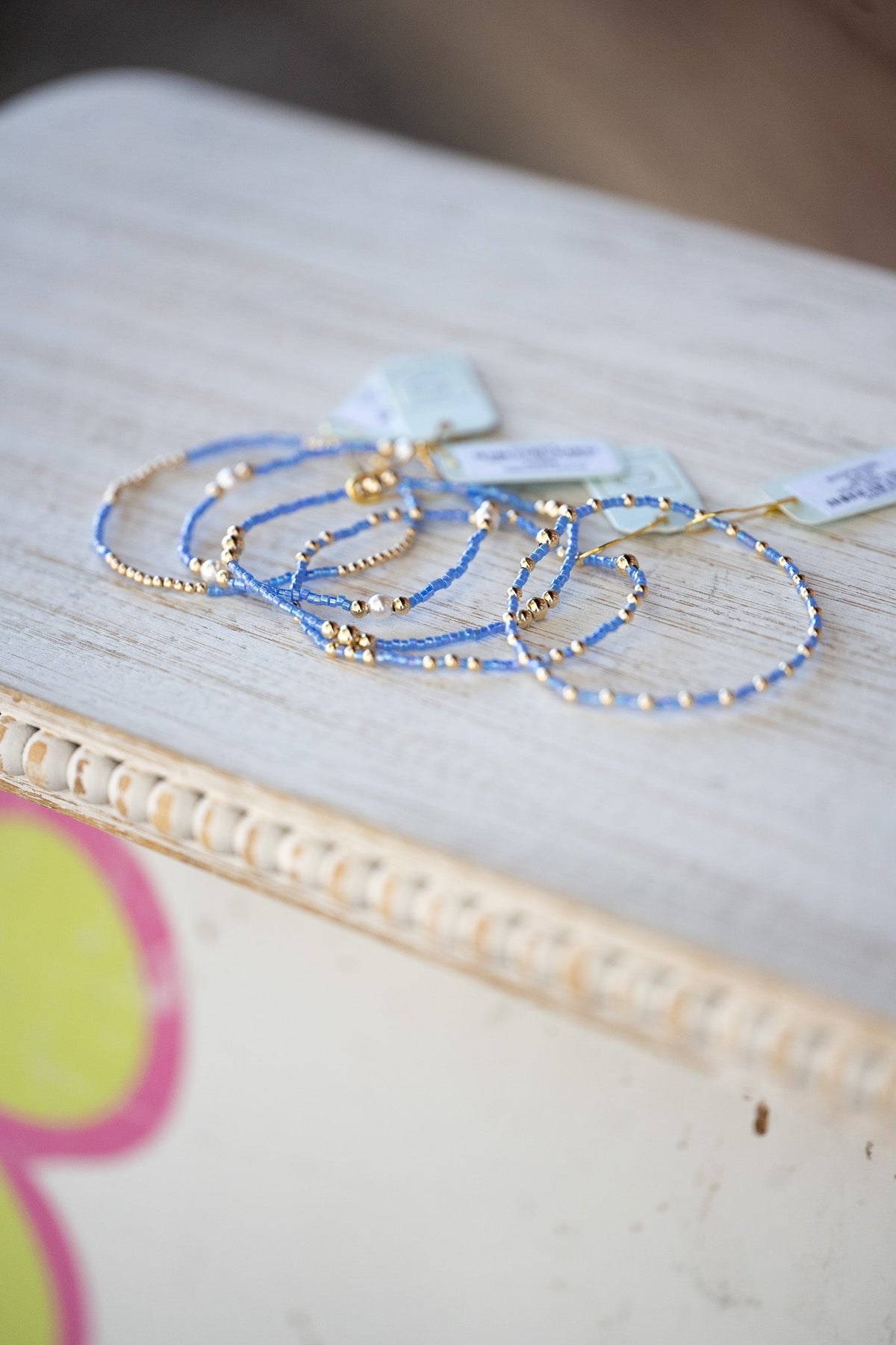 Hope Classic Bright Blue Bracelet - Signature Cross Small Gold Charm - She Chester