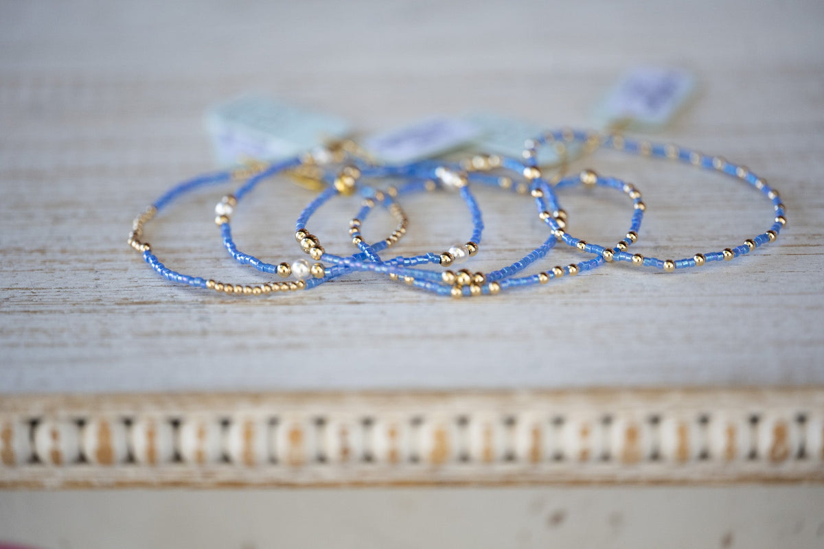 Hope Classic Bright Blue Bracelet - Signature Cross Small Gold Charm - She Chester