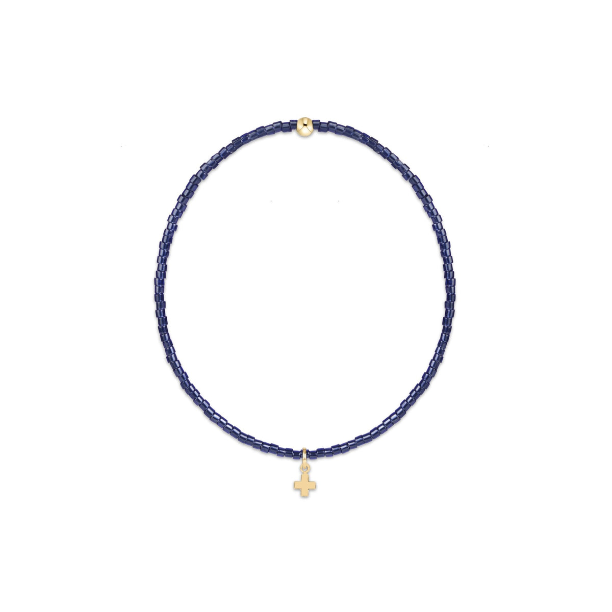 Hope Classic Navy Bracelet - Signature Cross Small Gold Charm - She Chester