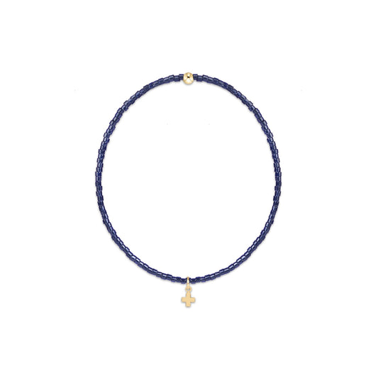 Hope Classic Navy Bracelet - Signature Cross Small Gold Charm - She Chester
