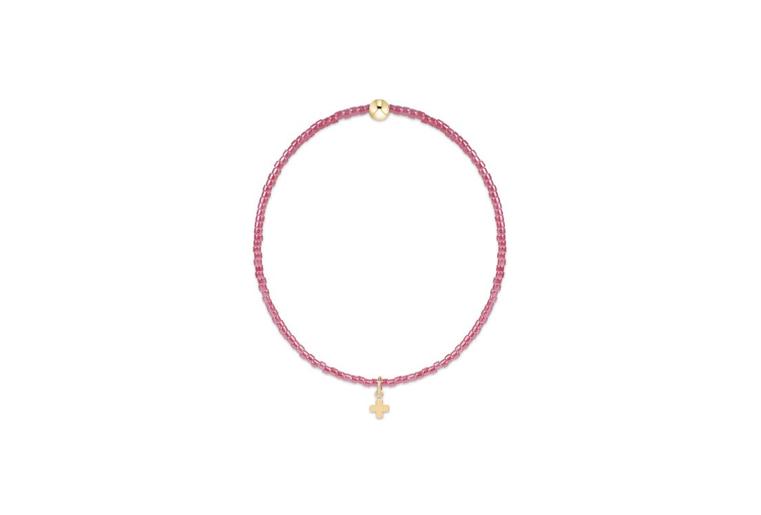 Hope Classic Pink Champagne Bracelet - Signature Cross Small Gold Charm - She Chester