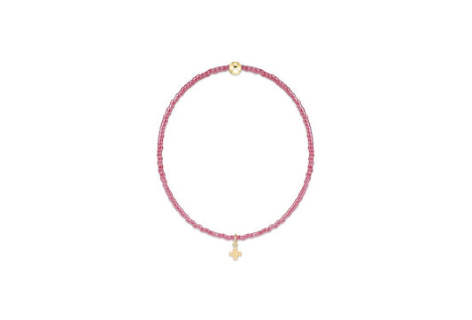 Hope Classic Pink Champagne Bracelet - Signature Cross Small Gold Charm - She Chester