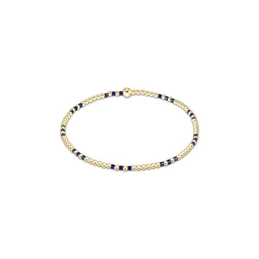 Hope Joy Pattern 2mm Bead Bracelet - Blue Metallic - She Chester