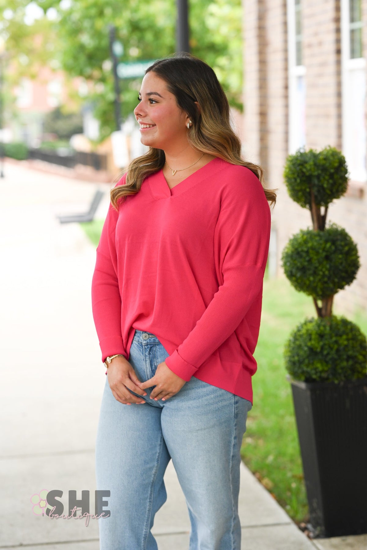 Hot Pink Lightweight Long Sleeve - She Chester
