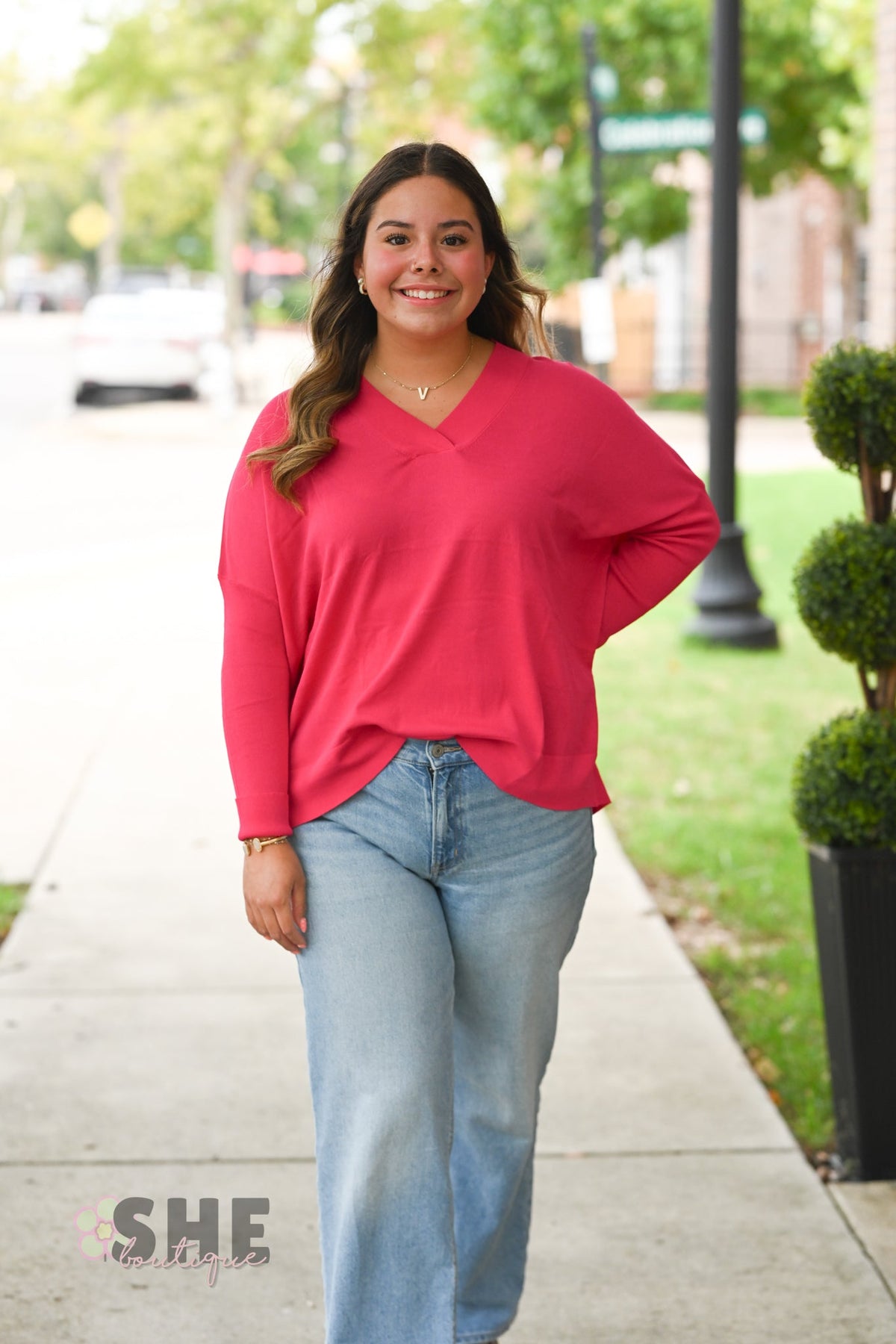 Hot Pink Lightweight Long Sleeve - She Chester