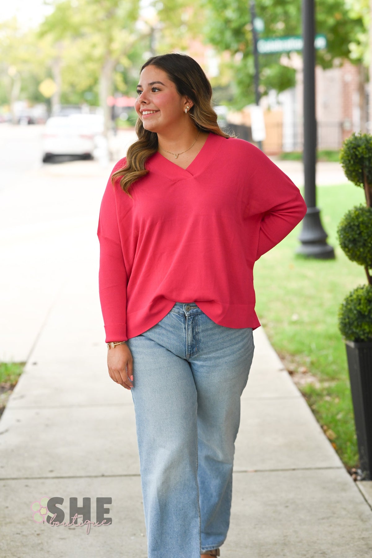 Hot Pink Lightweight Long Sleeve - She Chester
