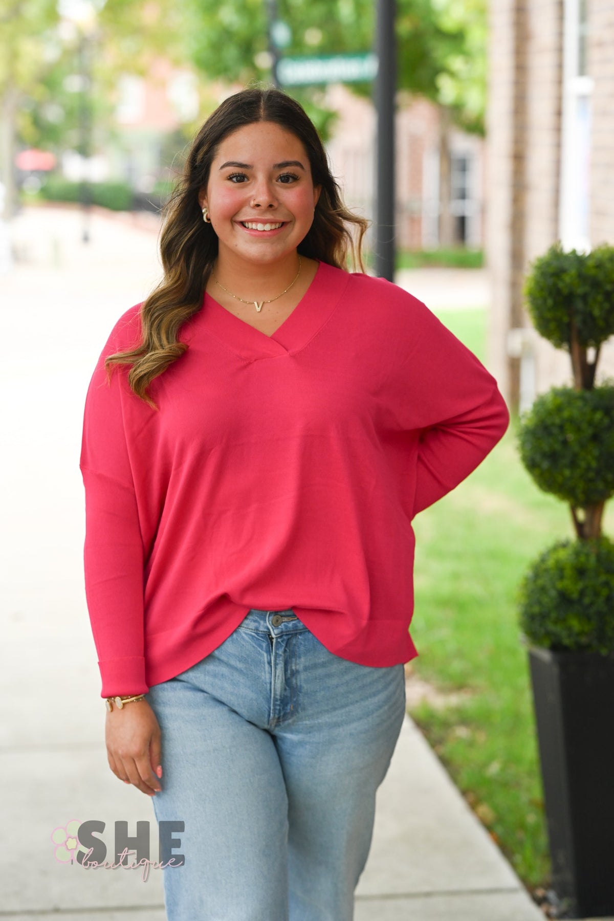 Hot Pink Lightweight Long Sleeve - She Chester