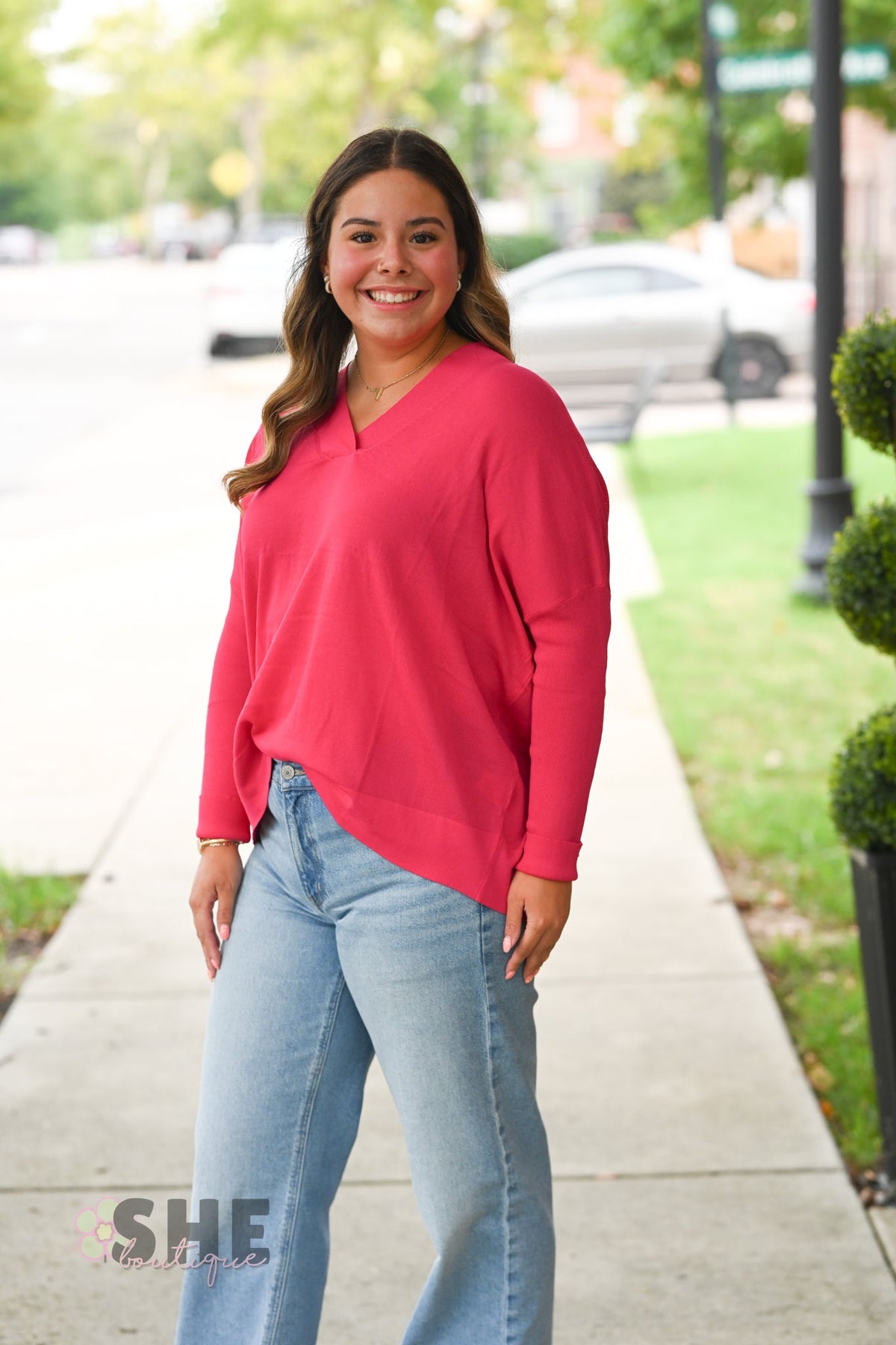 Hot Pink Lightweight Long Sleeve - She Chester