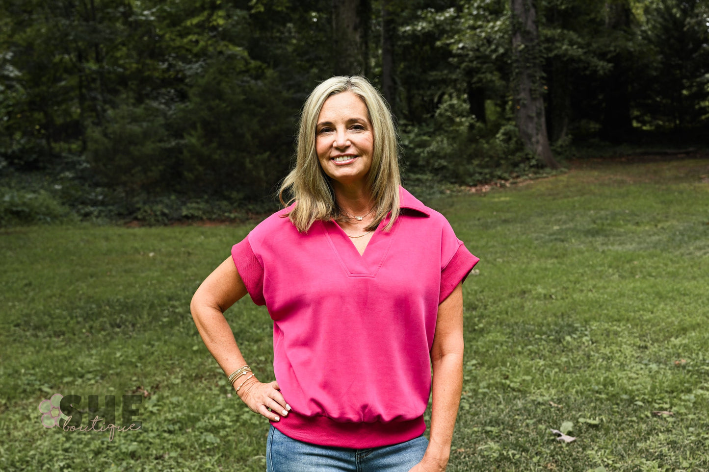 Hot Pink Short Sleeve Tunic - She Chester