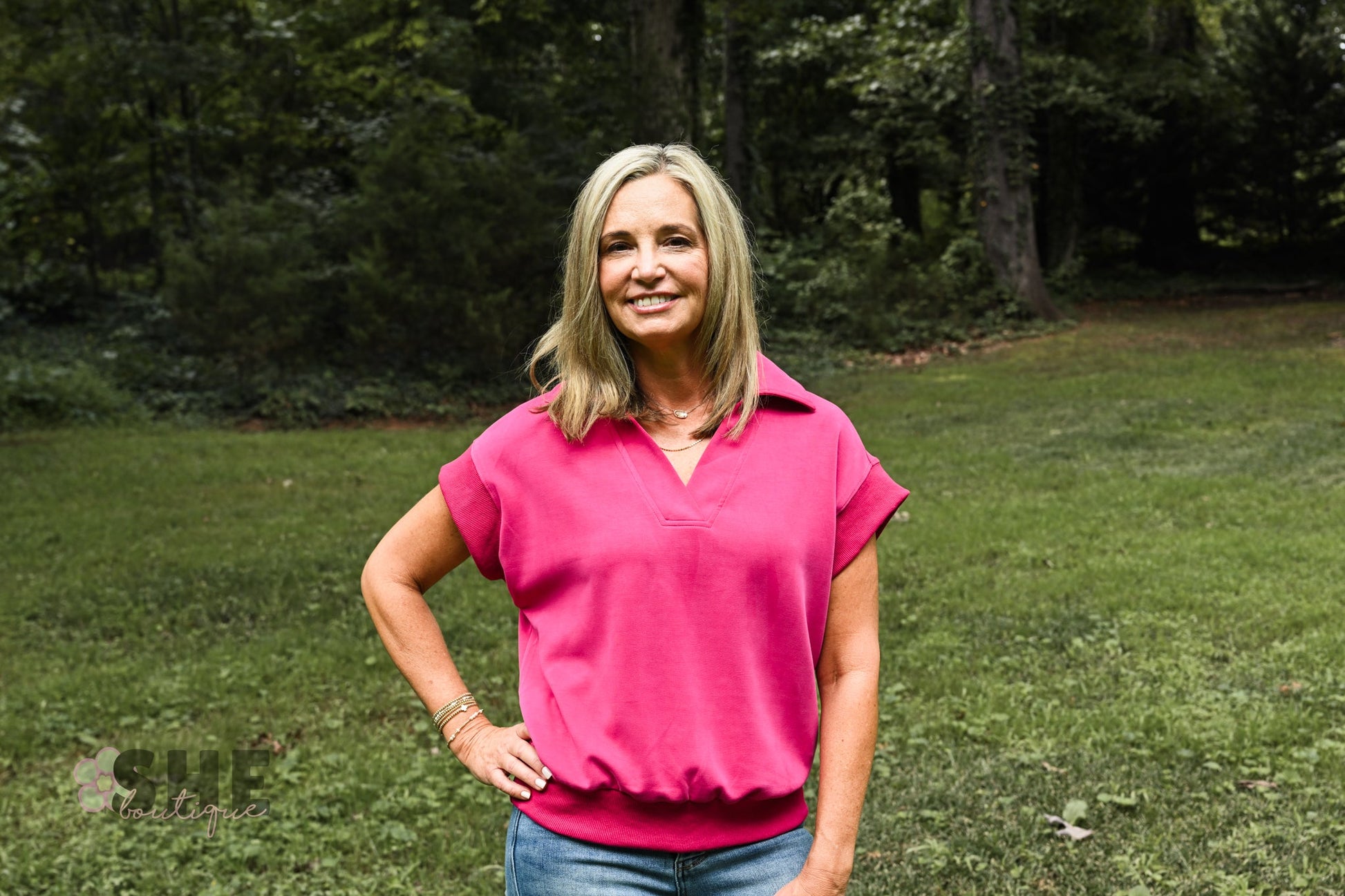 Hot Pink Short Sleeve Tunic - She Chester