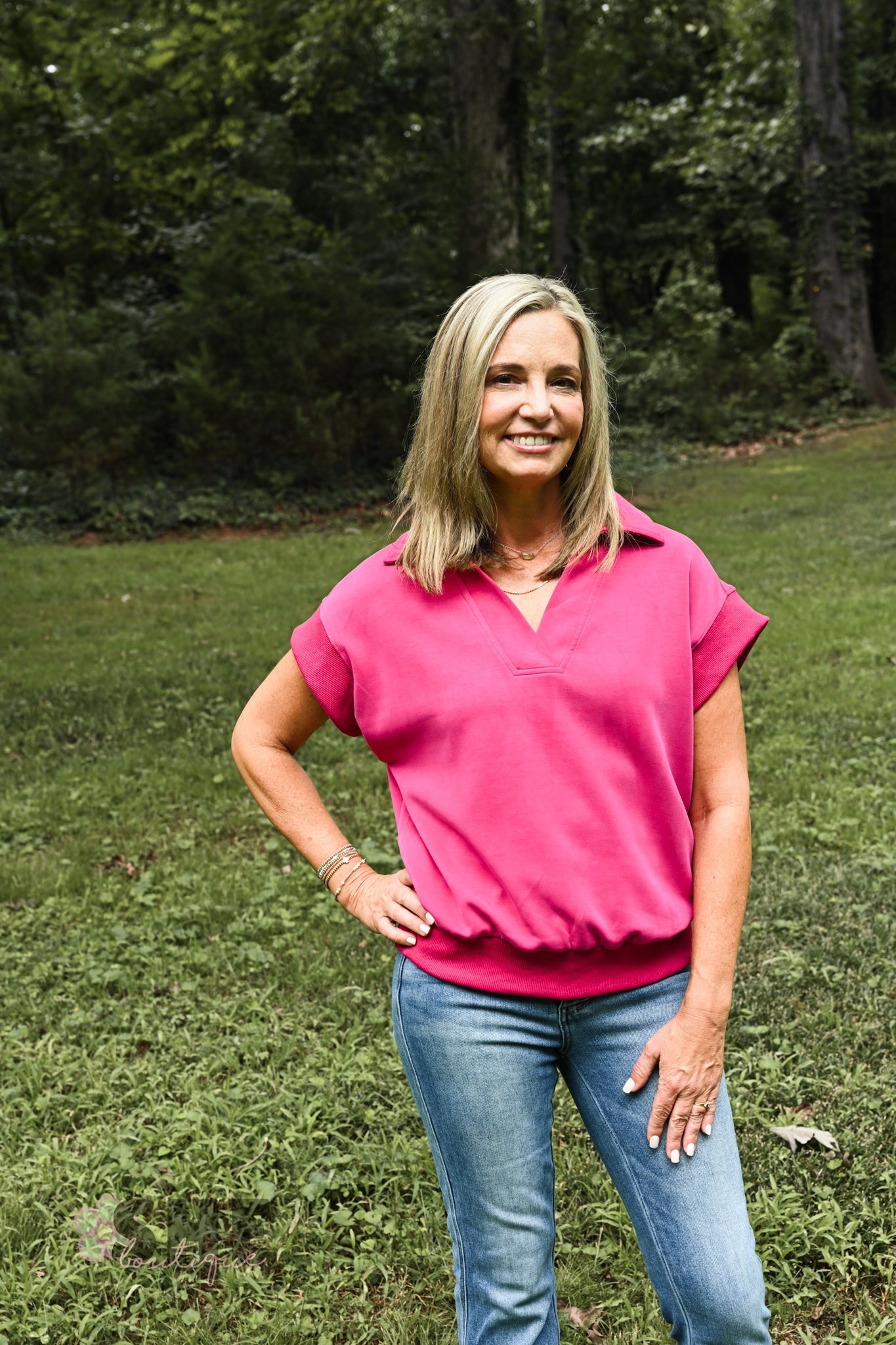 Hot Pink Short Sleeve Tunic - She Chester