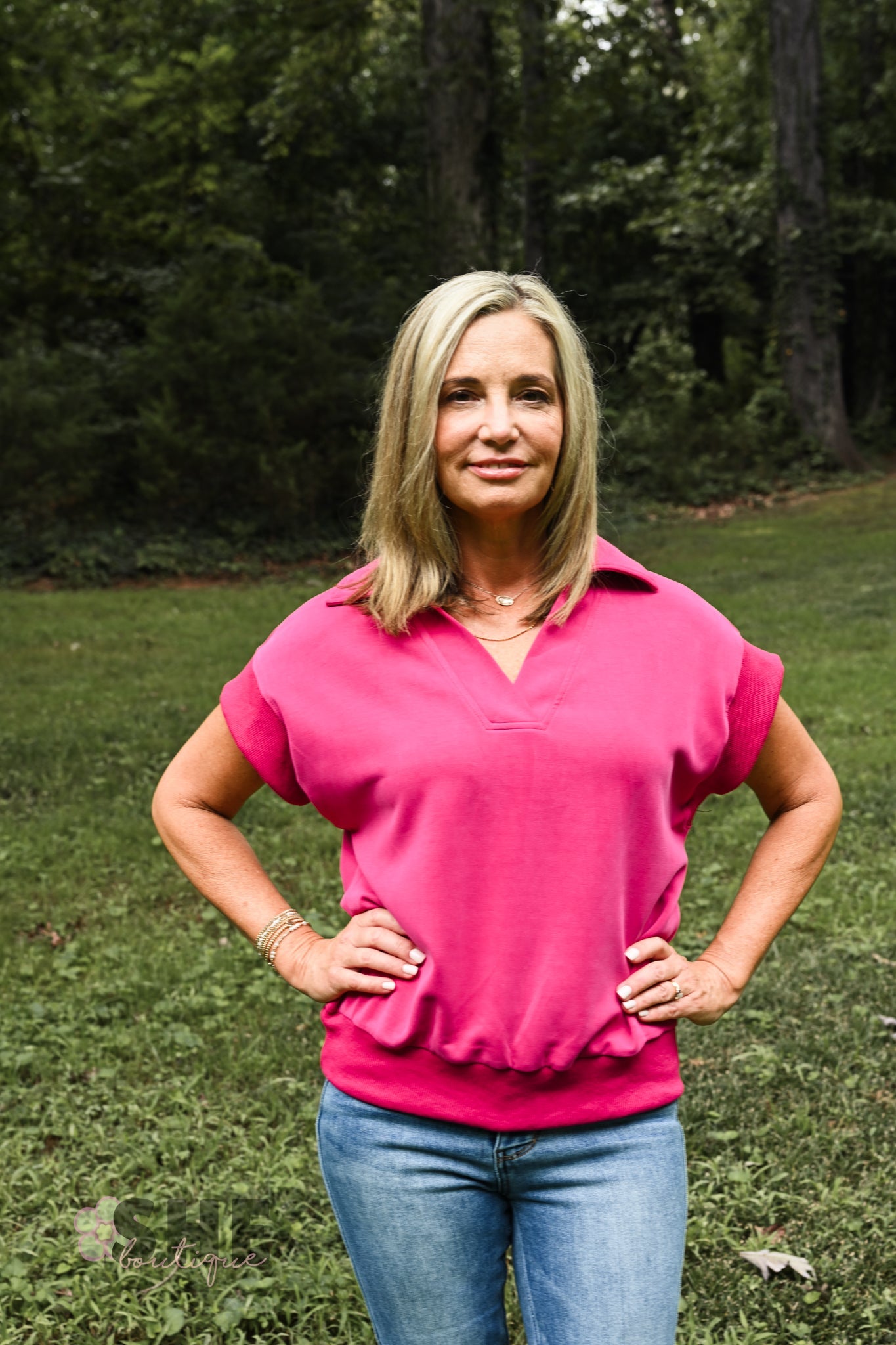 Hot Pink Short Sleeve Tunic - She Chester