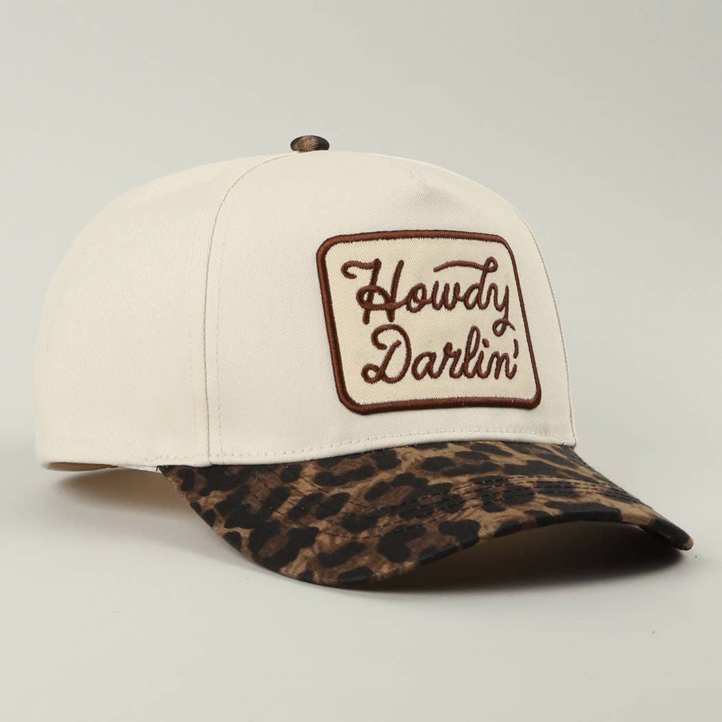 Howdy Darlin' Embroidered Leopard Brim Trucker Hat - She Chester