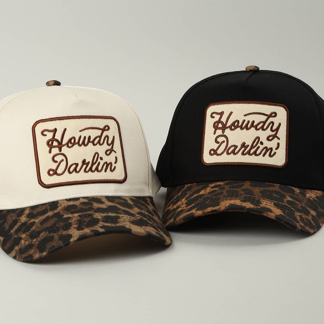 Howdy Darlin' Embroidered Leopard Brim Trucker Hat - She Chester