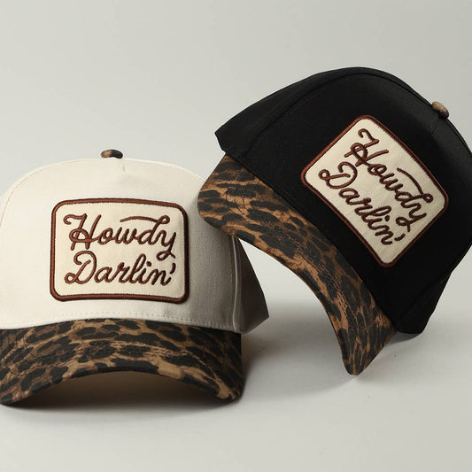 Howdy Darlin' Embroidered Leopard Brim Trucker Hat - She Chester