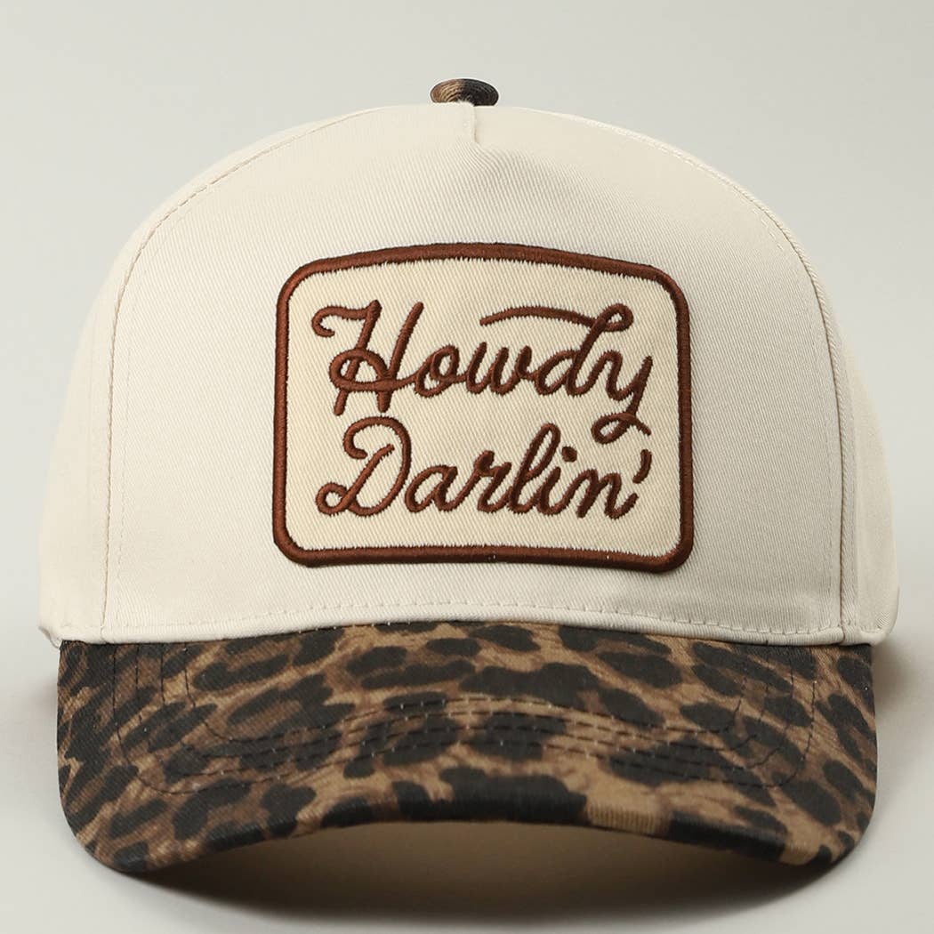Howdy Darlin' Embroidered Leopard Brim Trucker Hat - She Chester