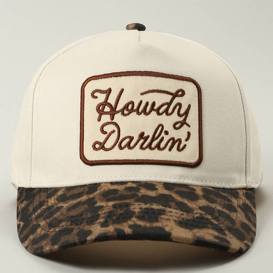 Howdy Darlin' Embroidered Leopard Brim Trucker Hat - She Chester