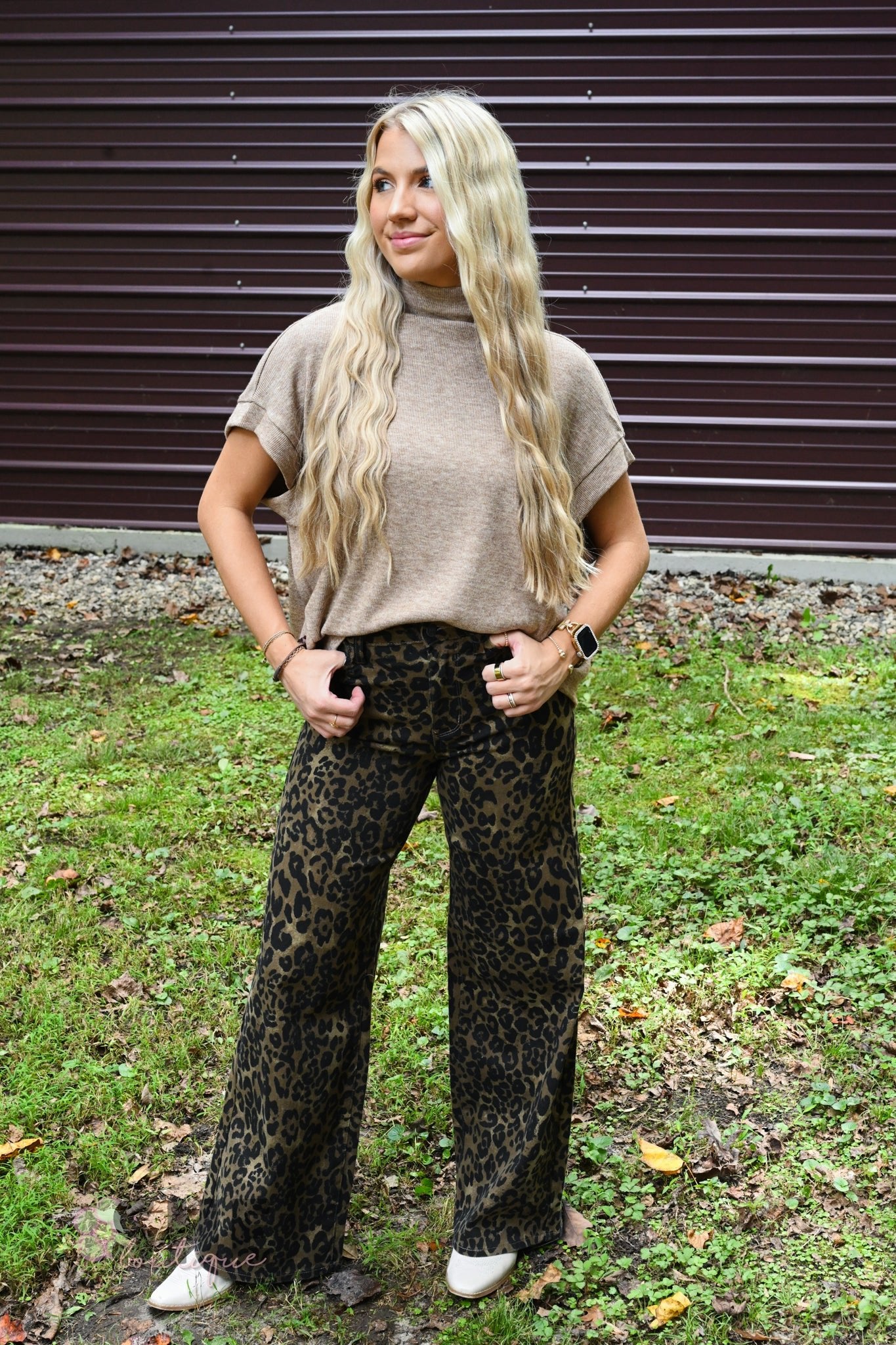 HW Retro Wide Leg Leopard Jeans 881022 - She Chester