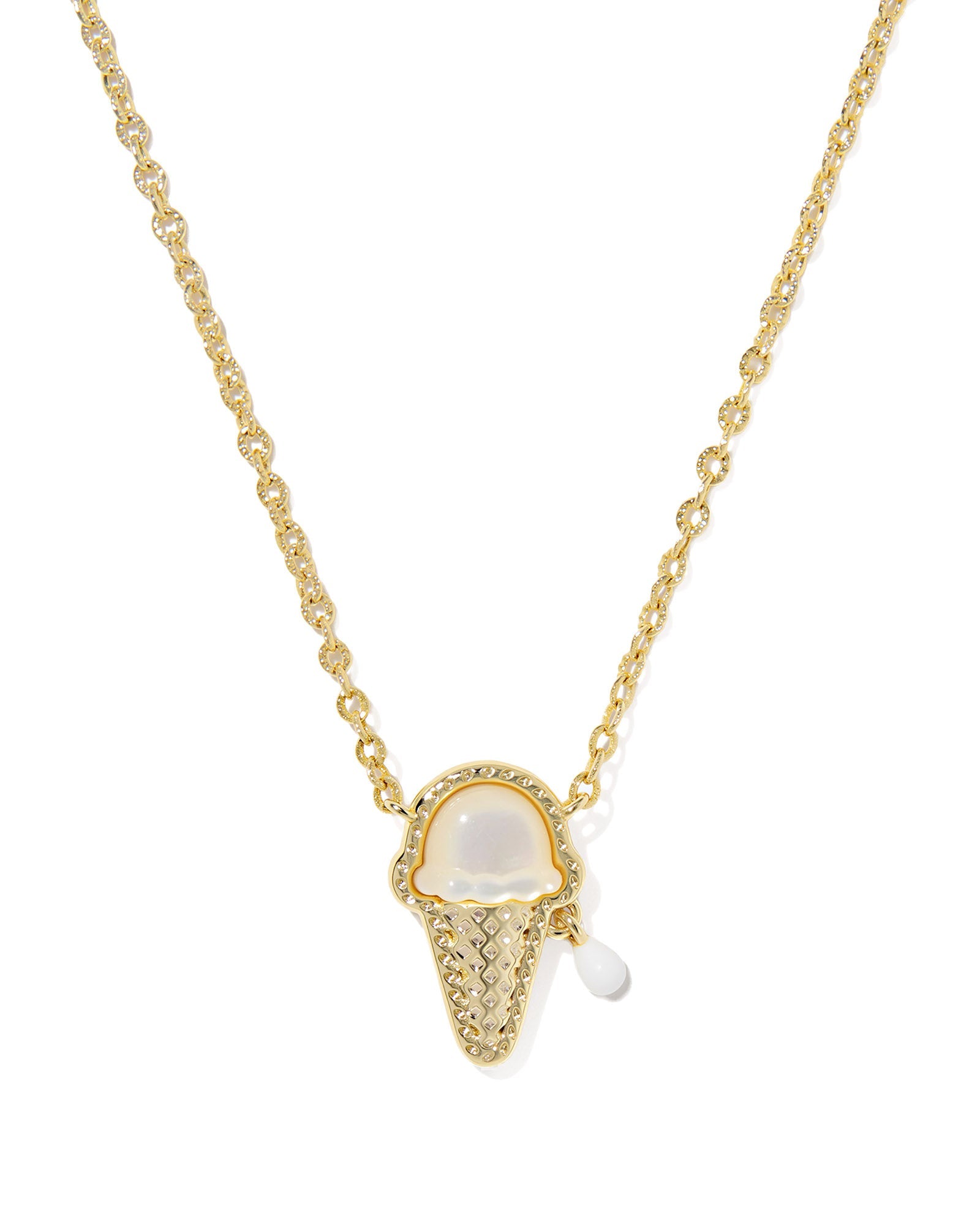 ICE CREAM SHORT PENDANT NECKLACE GOLD IVORY MOTHER OF PEARL - She Chester