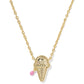 ICE CREAM SHORT PENDANT NECKLACE GOLD PASTEL PINK MOTHER OF PEARL - She Chester