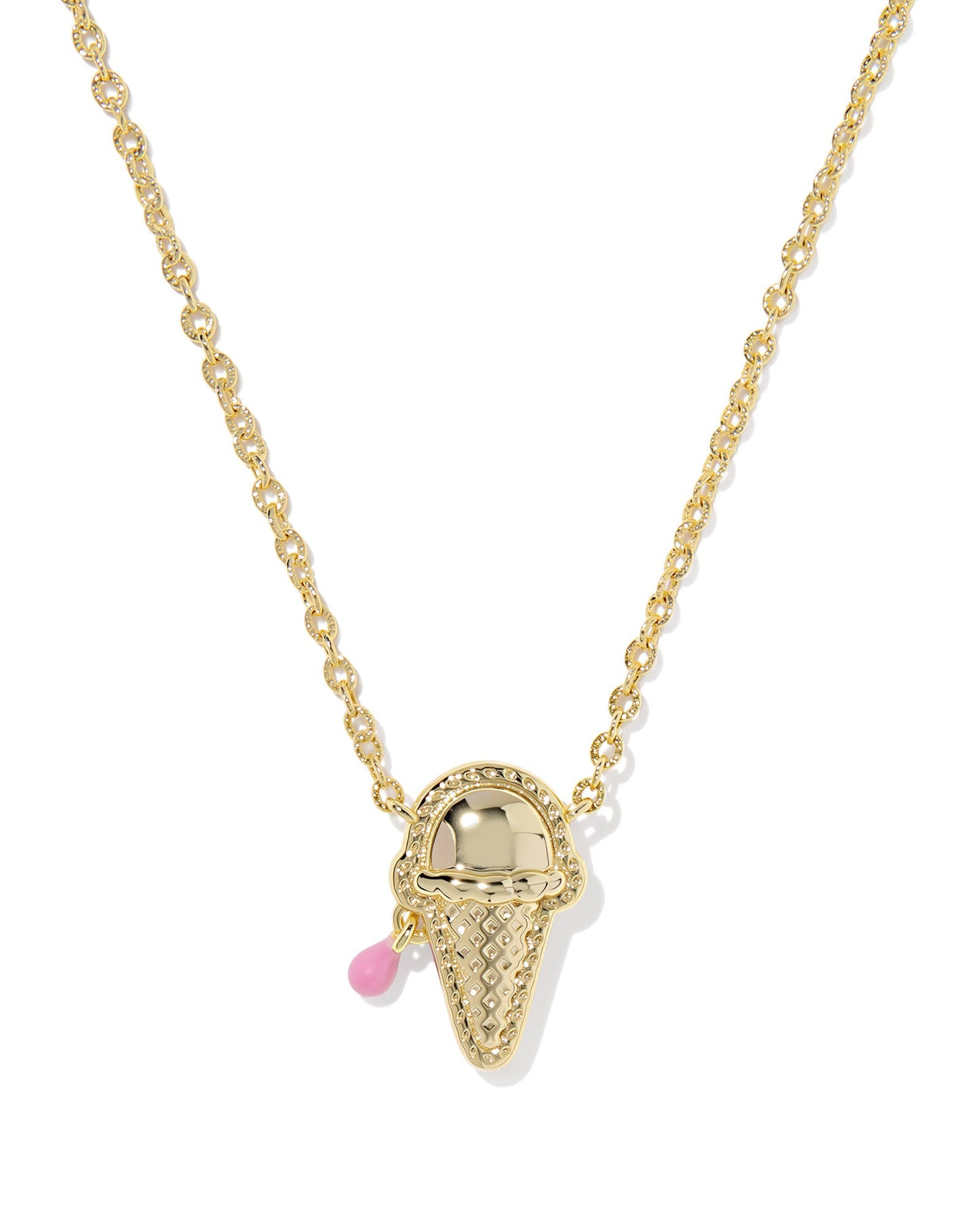 ICE CREAM SHORT PENDANT NECKLACE GOLD PASTEL PINK MOTHER OF PEARL - She Chester