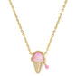 ICE CREAM SHORT PENDANT NECKLACE GOLD PASTEL PINK MOTHER OF PEARL - She Chester