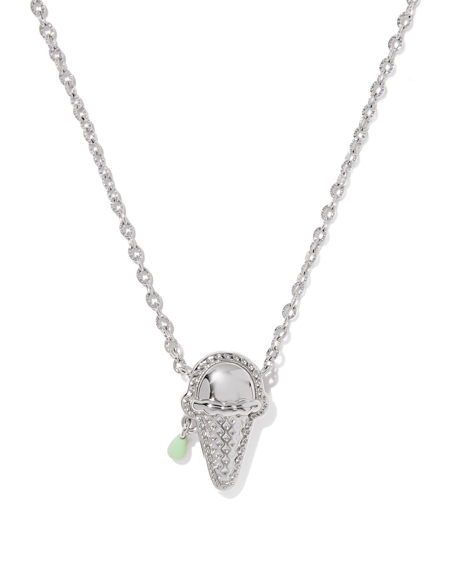 ICE CREAM SHORT PENDANT NECKLACE SILVER MINT MOTHER OF PEARL - She Chester
