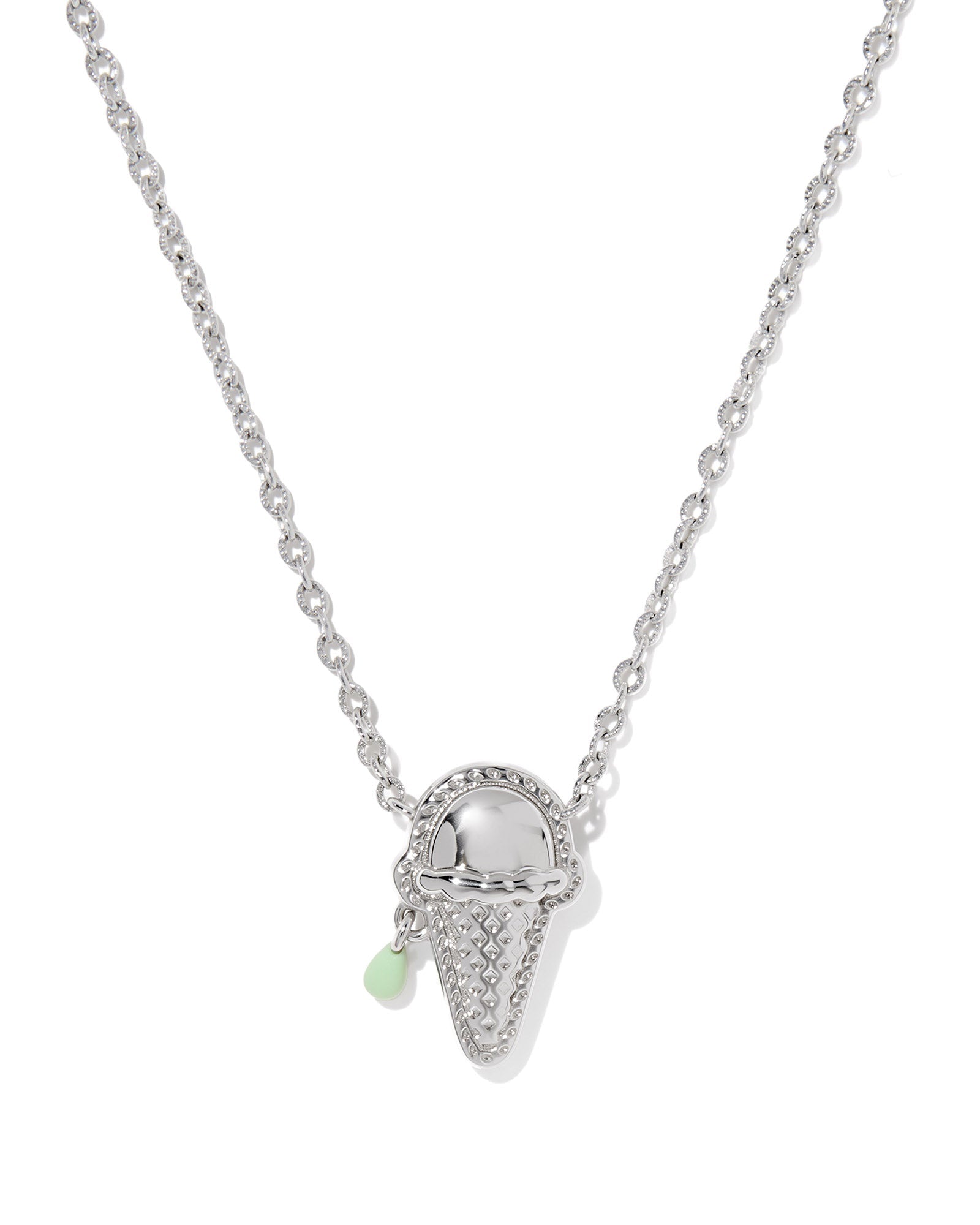 ICE CREAM SHORT PENDANT NECKLACE SILVER MINT MOTHER OF PEARL - She Chester
