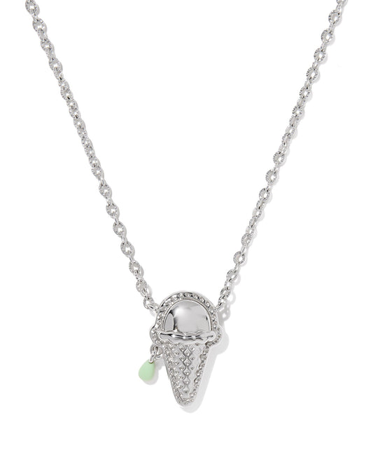 ICE CREAM SHORT PENDANT NECKLACE SILVER MINT MOTHER OF PEARL - She Chester