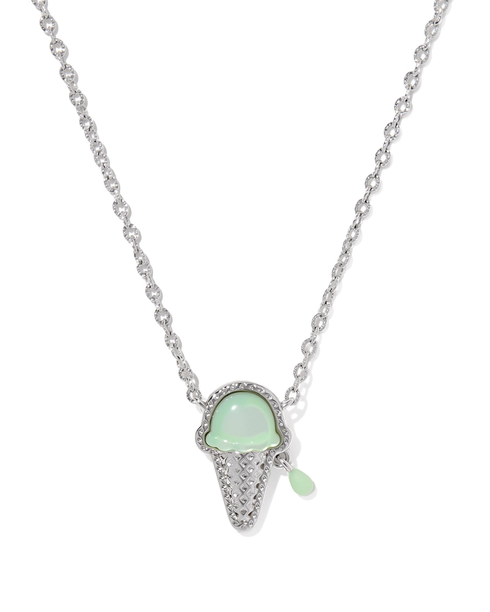 ICE CREAM SHORT PENDANT NECKLACE SILVER MINT MOTHER OF PEARL - She Chester