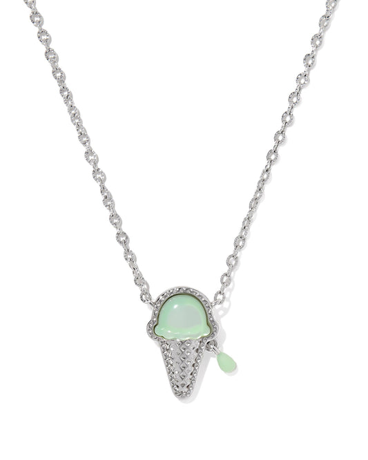 ICE CREAM SHORT PENDANT NECKLACE SILVER MINT MOTHER OF PEARL - She Chester
