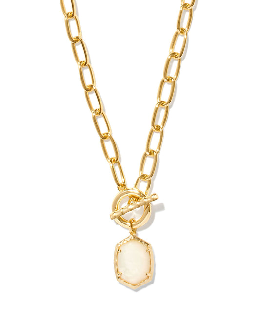 Daphne Link Chain Necklace Gold Ivory MOP