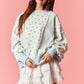 Ditsy Blue Flower Stripe Pullover