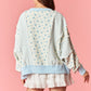 Ditsy Blue Flower Stripe Pullover