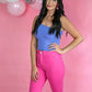 High Waist Hot Pink Flare Jeans -