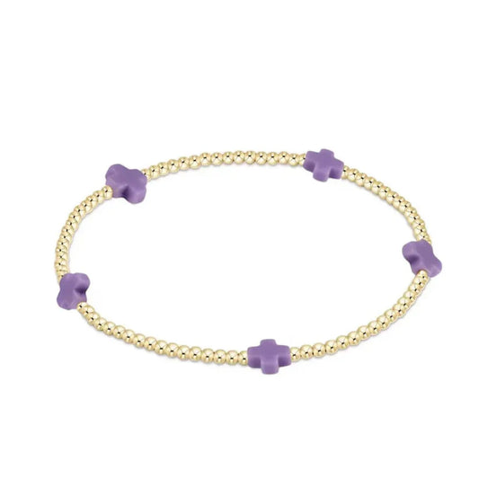 Small Signature Cross Gold 2mm Purple