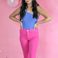 High Waist Hot Pink Flare Jeans -