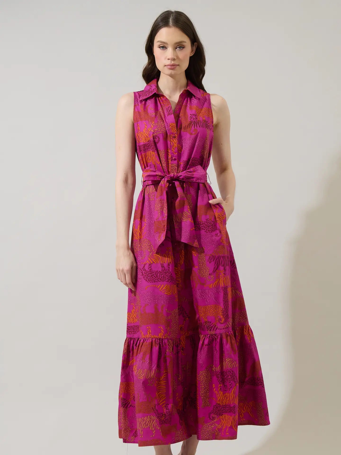 In The Jungle Cileah Collared Maxi Dress - She Chester