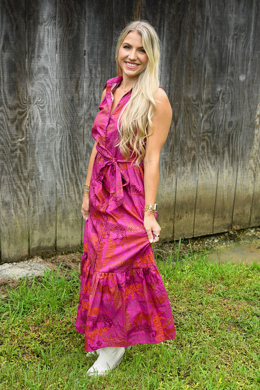 In The Jungle Cileah Collared Maxi Dress - She Chester