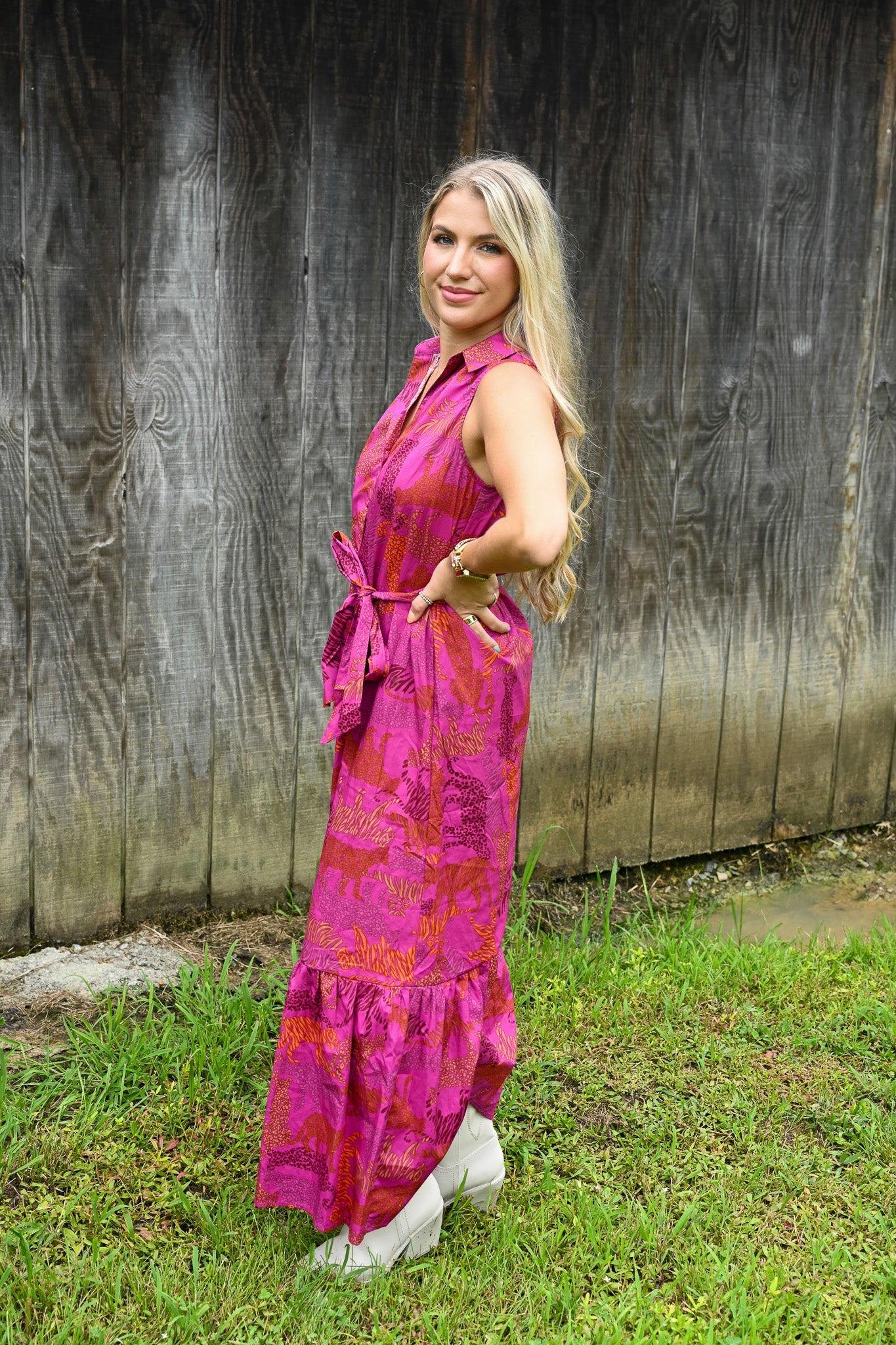In The Jungle Cileah Collared Maxi Dress - She Chester