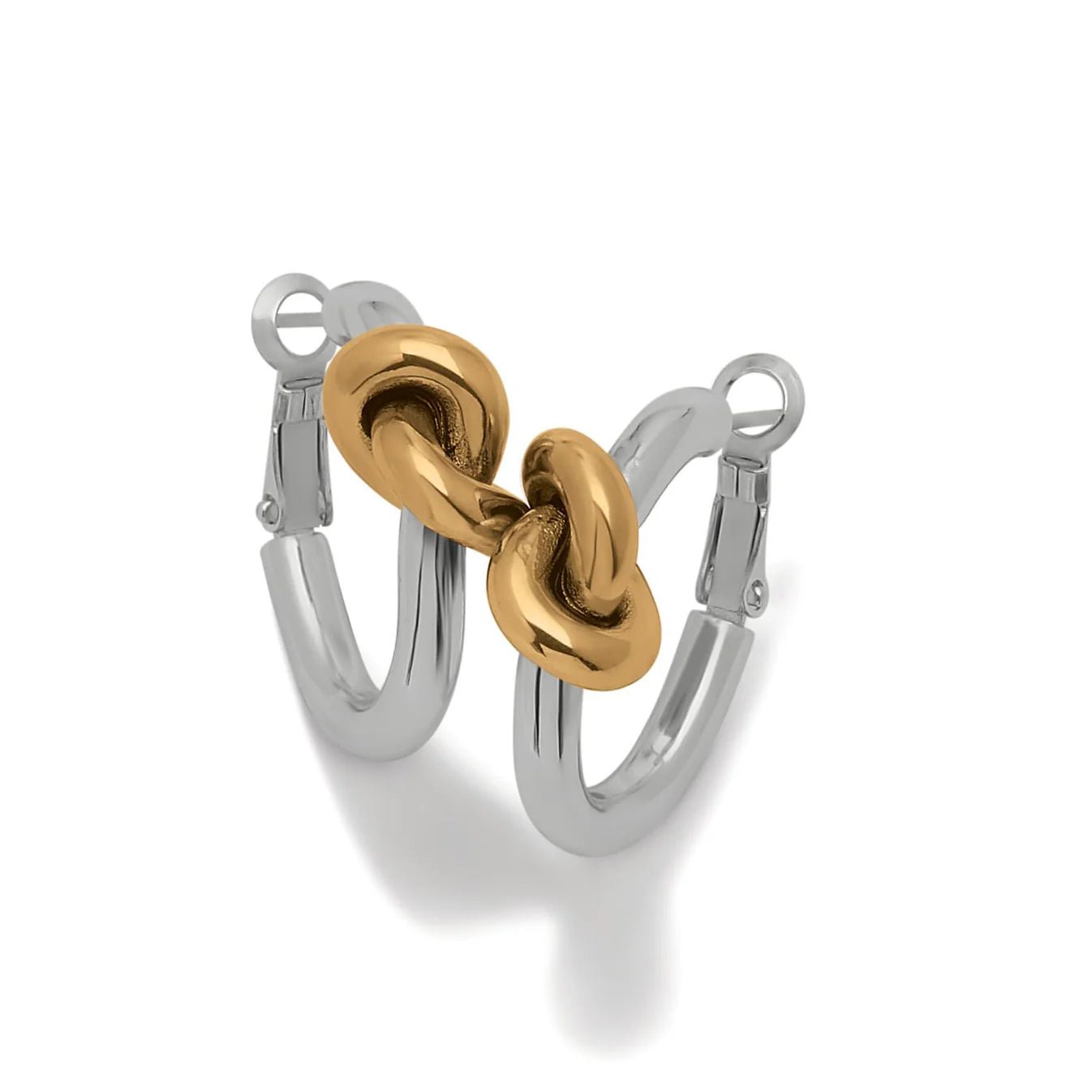 Interlock Single Knot Two Tone Hoops JA0367 - She Chester