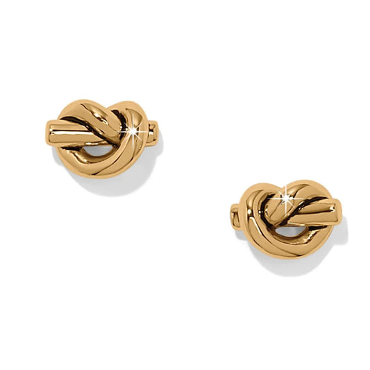 Interlok Single Knot Gold Post Earrings JA0197 - She Chester