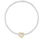 Classic Sterling Mixed Metal 2.5mm Bead Bracelet - Love Gold Charm
